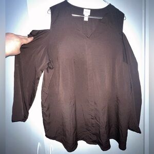 Onyx Women's Brown Cold Shoulder Top